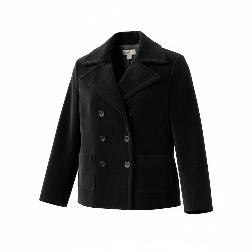 bebe Vintage Black Double Breasted Plush Velvet Blazer - Size 2